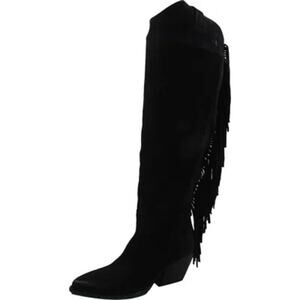 Vince Camuto Atelier Cabina 2 Wide Calf Suede Western Boots Black Size 8M NWB